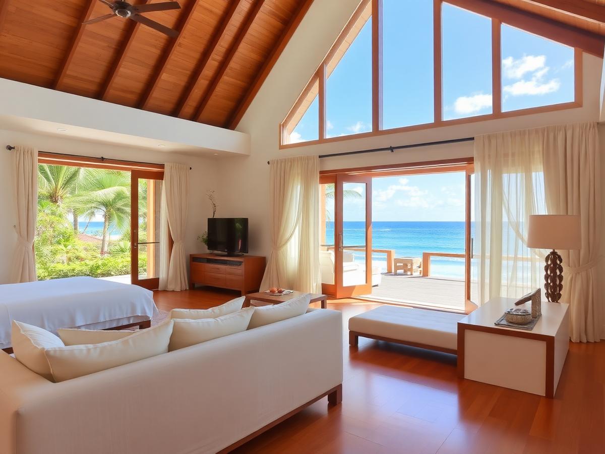 Interior of a luxury villa with ocean views